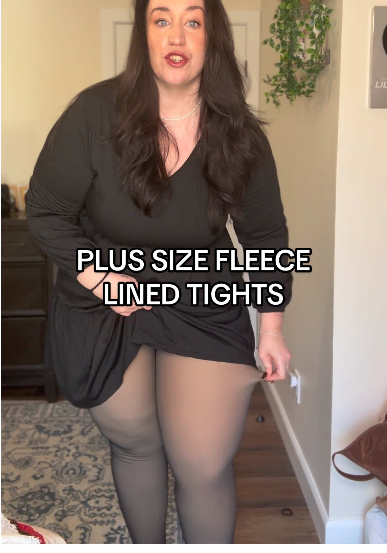 Plus size fleece lined tights #fleecelinedtights #plussizefashion #winterfashion #casualoutfits #tiktokmademebuyit 