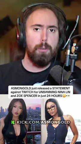 ASMONGOLD just released a STATEMENT against TWITCH for UNBANNING NINA LIN and ZOE SPENCER in just 24 HOURS😳👀 #asmongold #ninalin #zoespencer #twitch