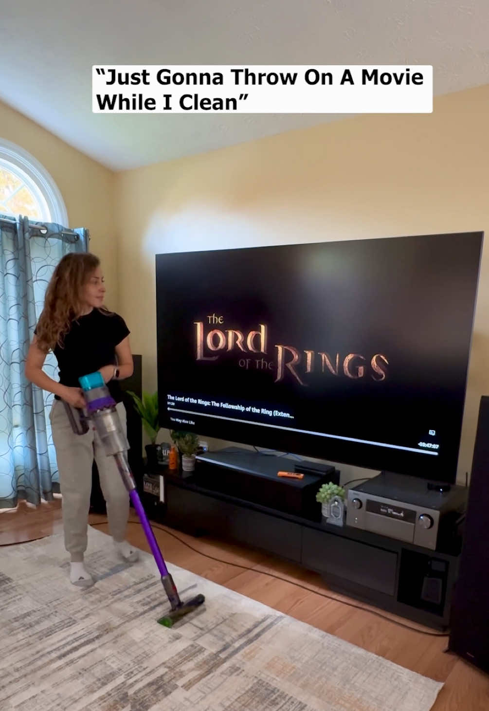 Had to watch all the movies  “Just gonna throw on a movie while I clean. Me during the whole movie” #relatablecomedy #watchingmovie #lordoftherings #lordoftheringsmemes #cleaning