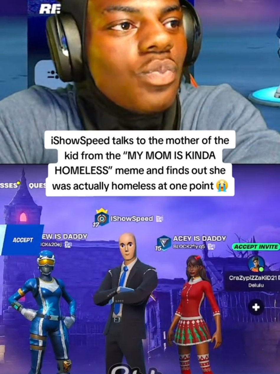 iShowSpeed talks to the mother of the kid from the “MY MOM IS KINDA HOMELESS” meme and finds out she was actually homeless at one point 😭 #ishowspeed #fyp 