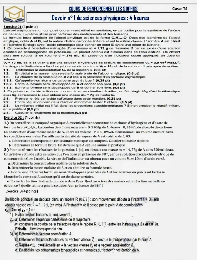 Correction 1ere devoir Pc