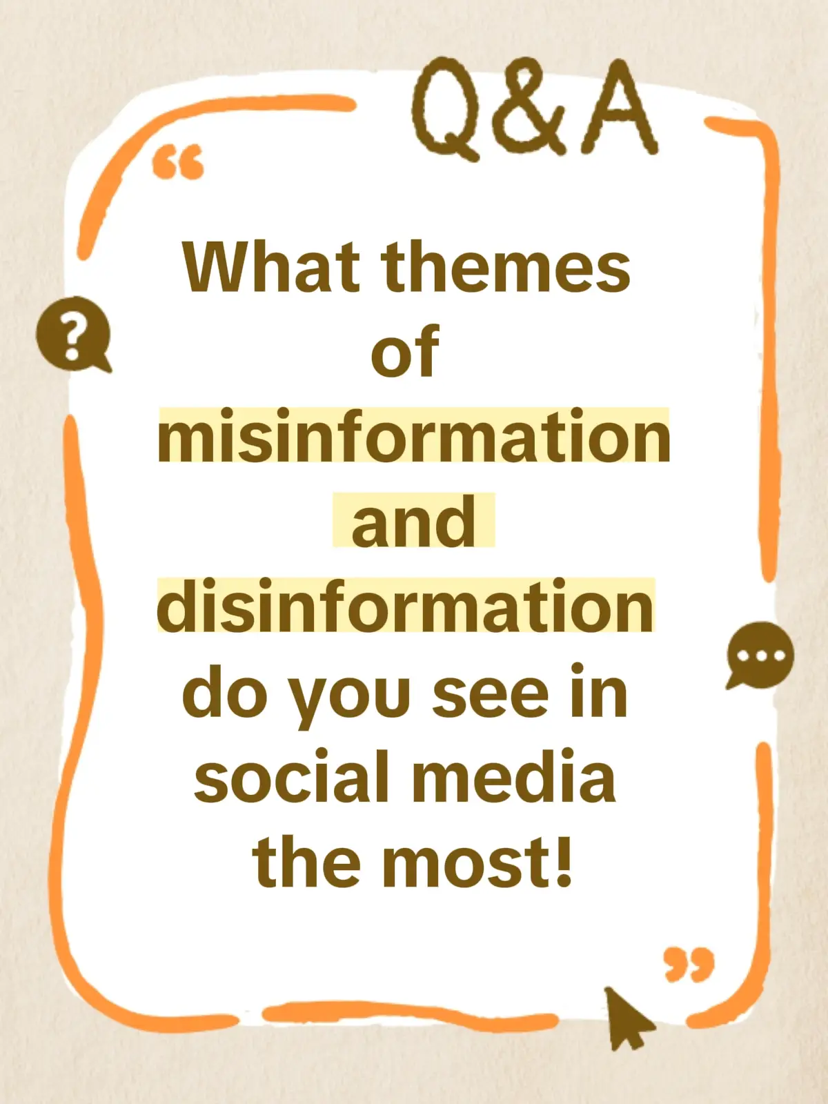 In the age of social media, many individuals who share disinformation do so with the click of a repost button.  So, what kinds of things have you seen in media that YOU know are disinformation?