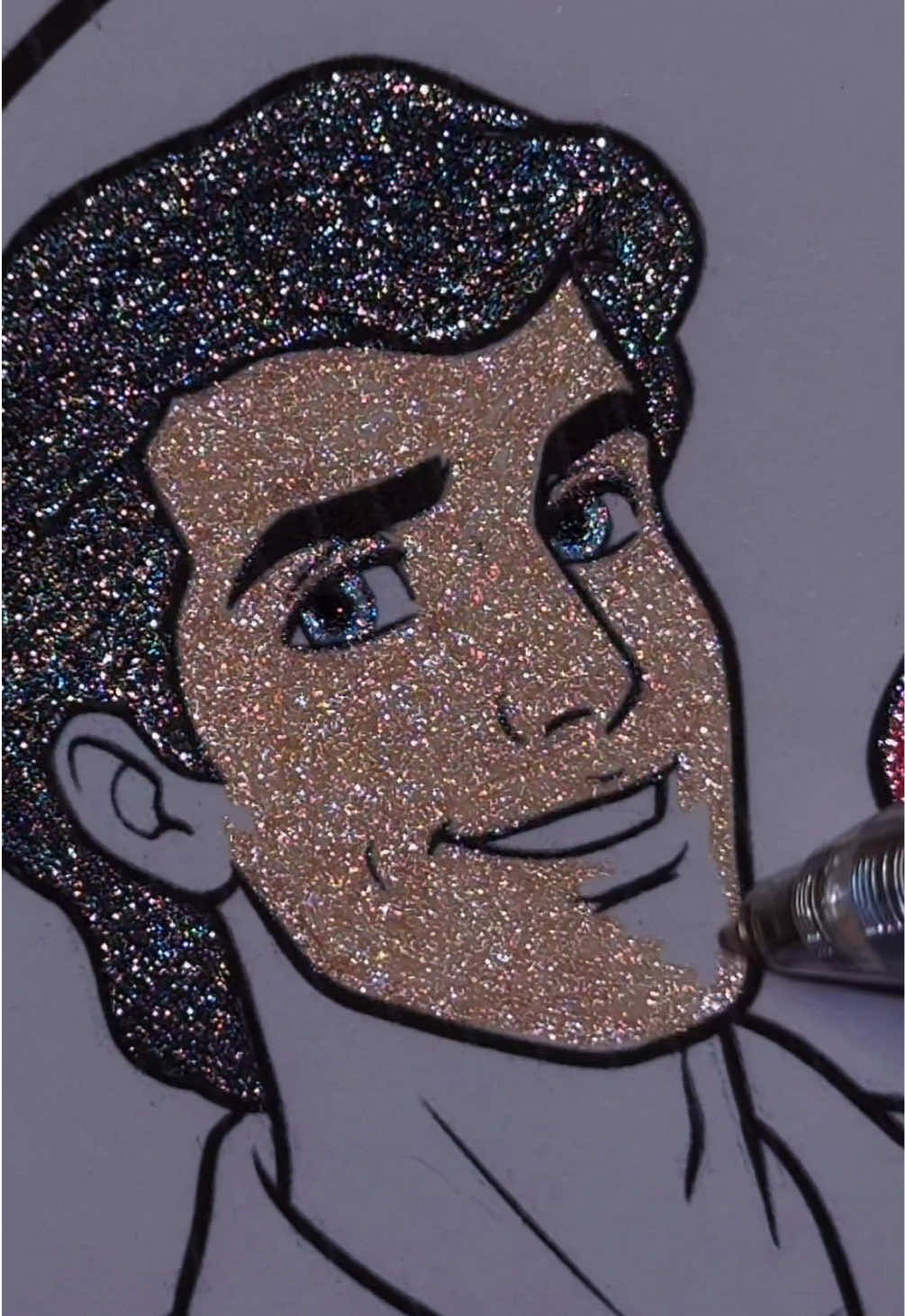 Ariel & Prince Eric again because his eyes came out so bad last time. 🫠 colored with Saspoo, Grabie, and ZSCM glitter pens. #littlemermaid #disney #ariel #asmr #satisfying 