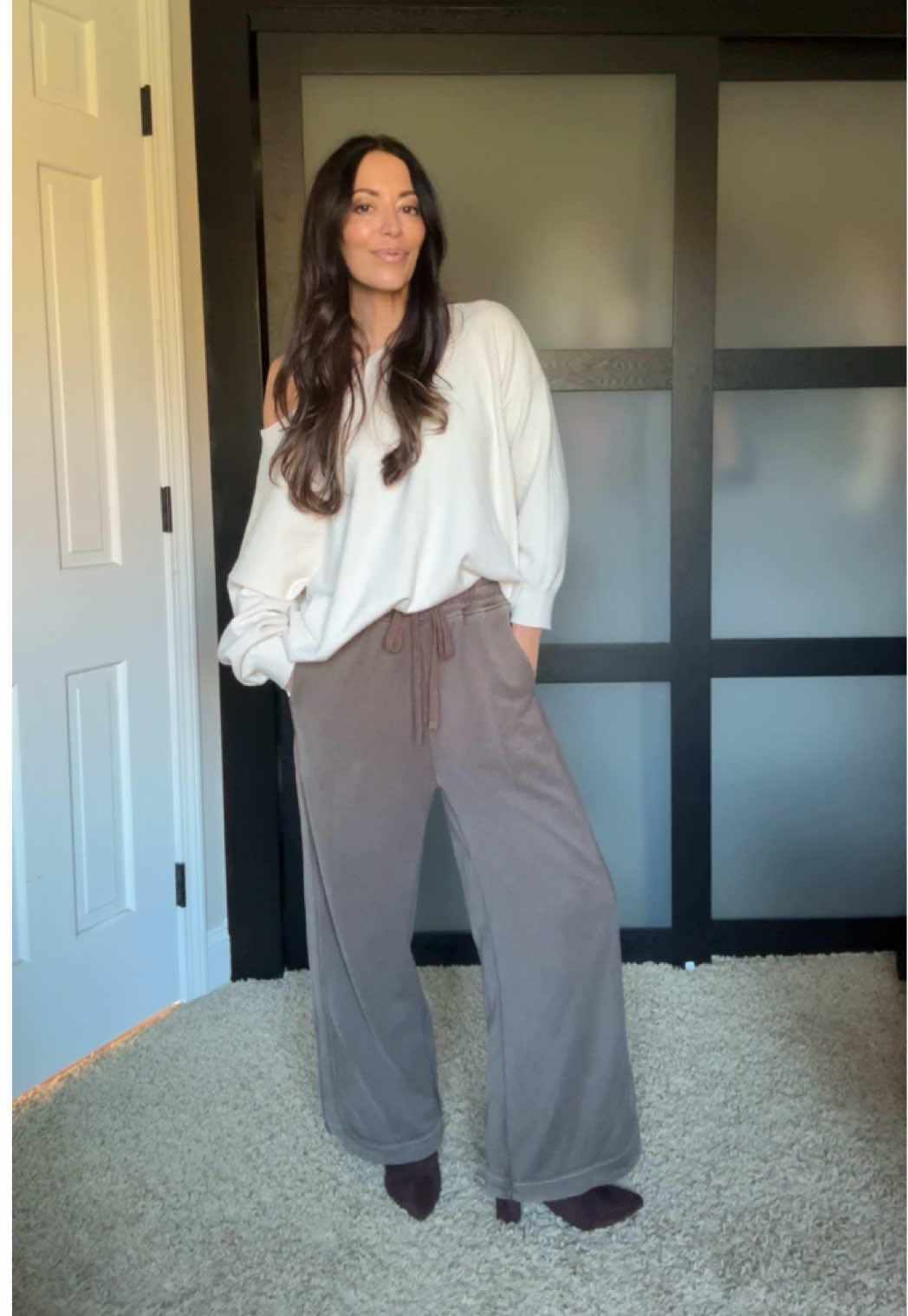 Going to be living in these wide leg sweatpants. And the mocha…. I love them all but this is my fave color. So far that is. 
