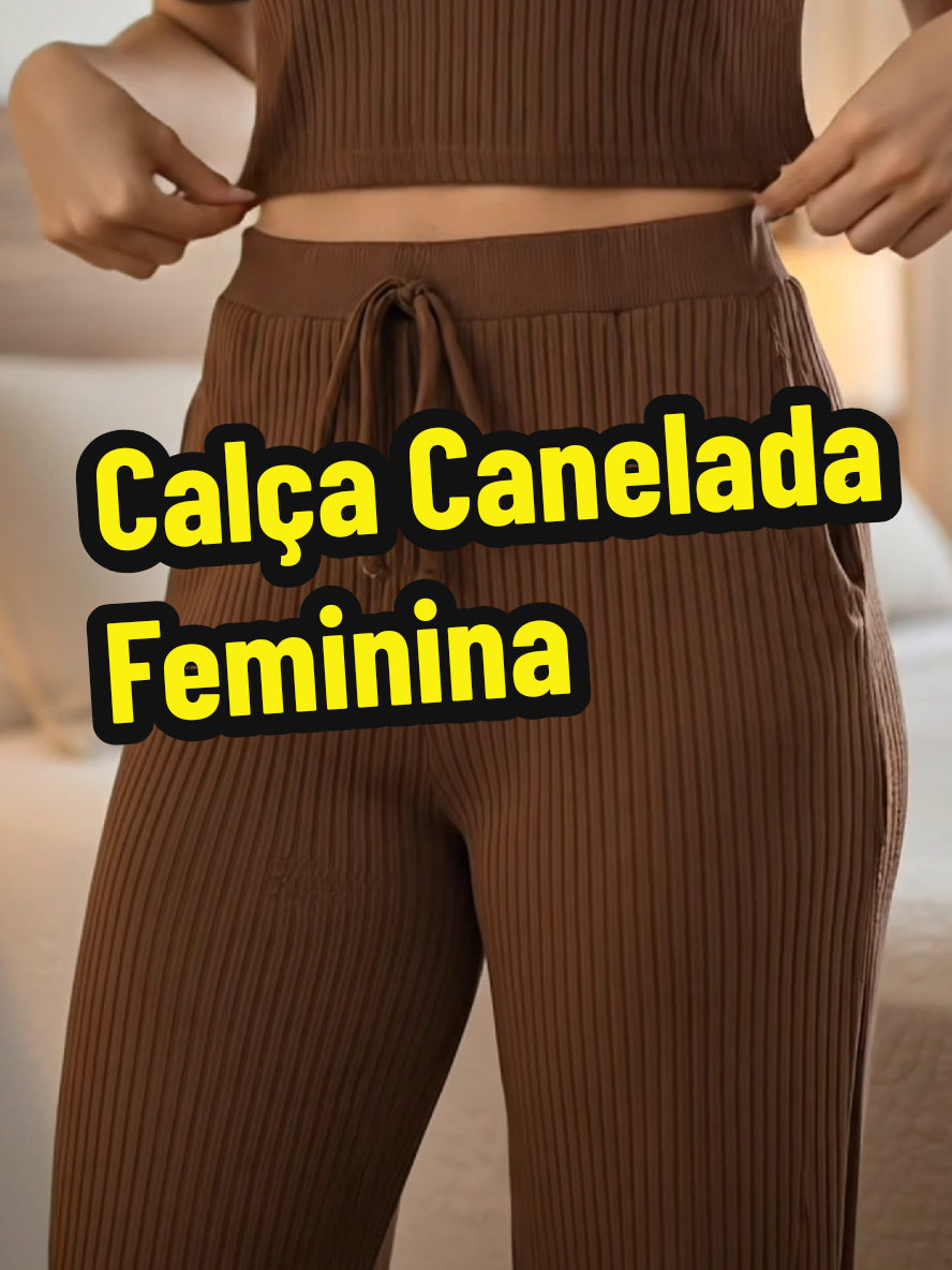 Calça canelada feminina comfy por apenas R$40 😱 no TikTok Shop. Cintura alta, zero transparência e caimento leve que valoriza qualquer corpo. Um achado que une conforto e estilo! #calçacanelada #lookconfortável  #moda #modafeminina  #tiktokshop 