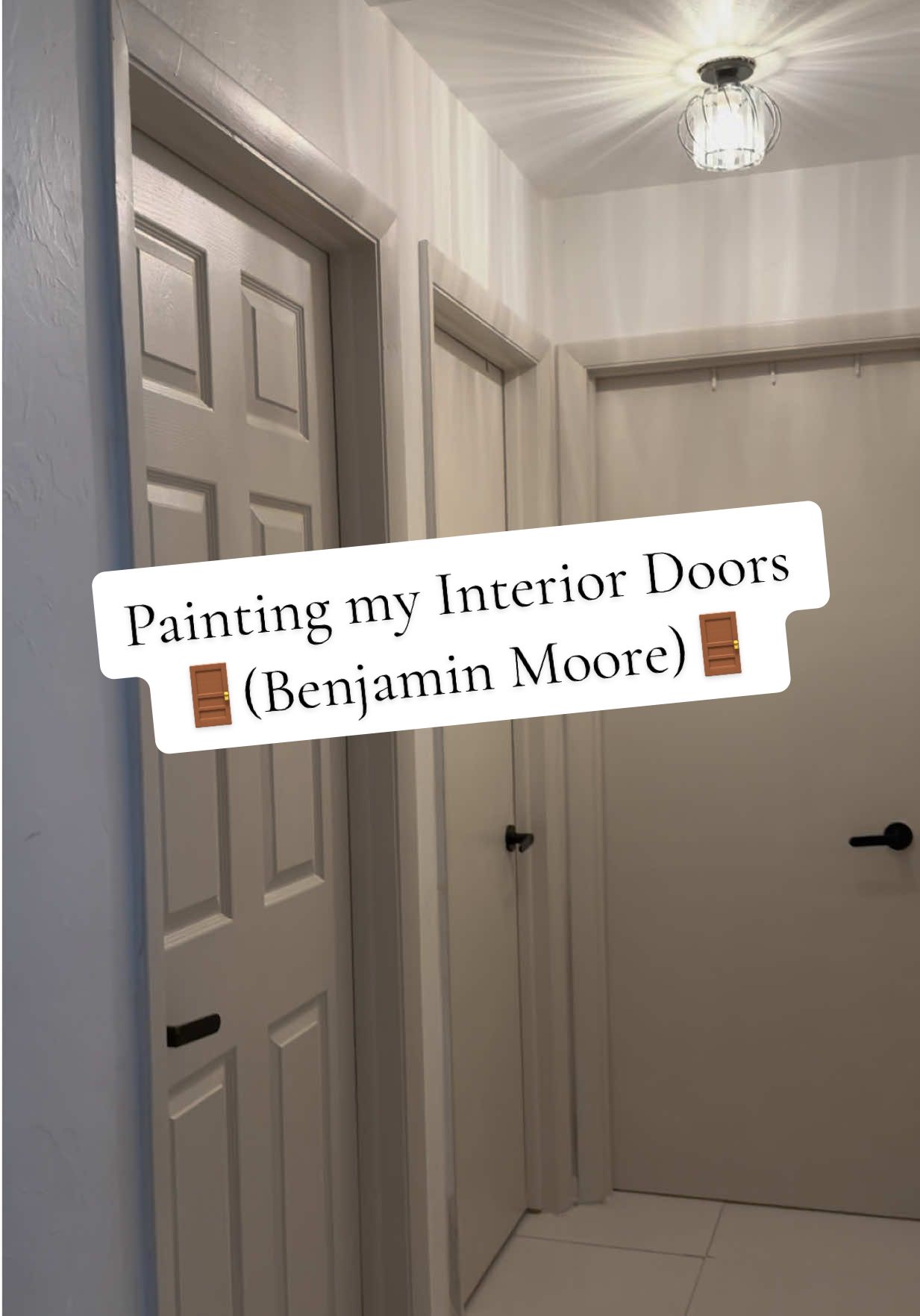 Painting every door in my hallway 🚪Balboa Mist 1548 by Benjamin Moore 🤌🏼 #Home  #diyproject  #doorpainting #homeproject #benjaminmoore @Benjamin Moore 