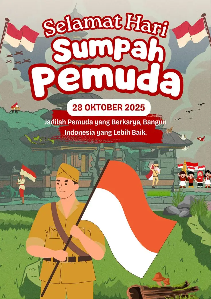 Selasa, 28 Oktober 2025. Diperingati sebagai hari sumpah pemuda.  Tanggal 28 Oktober diperingati sebagai Hari Sumpah Pemuda karena pada tanggal itulah, tahun 1928, para pemuda dari berbagai daerah di Indonesia mengucapkan ikrar bersejarah yang dikenal sebagai Sumpah Pemuda dalam penutupan Kongres Pemuda Kedua. Ikrar tersebut menjadi tonggak penting dalam sejarah perjuangan bangsa Indonesia untuk mencapai persatuan dan kemerdekaan, yang menekankan tiga hal: satu tanah air (Indonesia), satu bangsa (bangsa Indonesia), dan satu bahasa (bahasa Indonesia).  #fyp #sumpahpemuda #peringatan #28oktober #indonesiamaju🇮🇩 