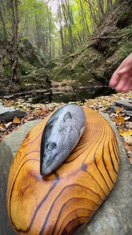 Grilled mackerel on hot rocks in nature served with tacos 🐟🔥🪵💦🌲 #cookingasmr #leon #outdoorcooking #tacos #mackerel 
