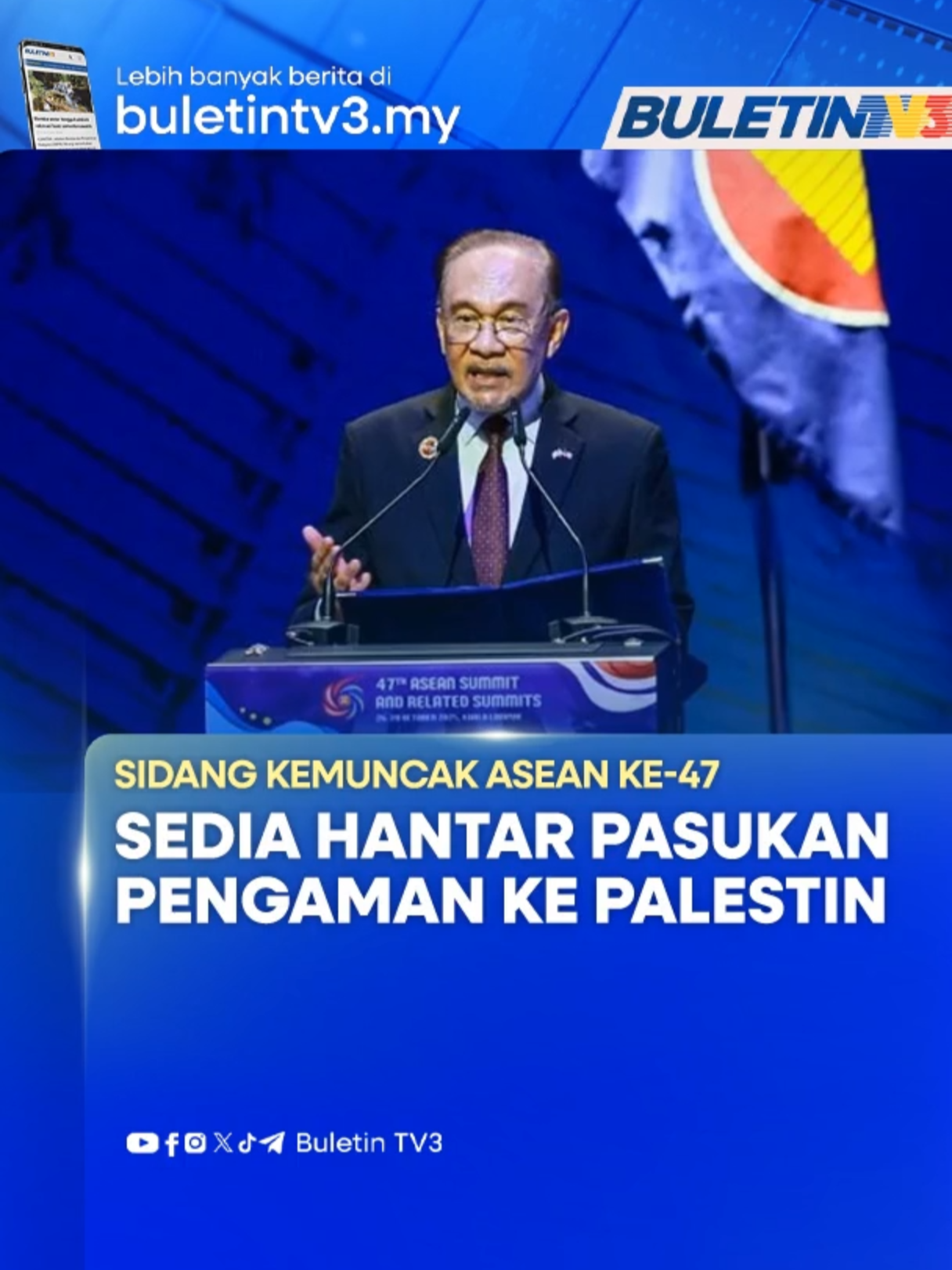 Datuk Seri Anwar berkata Malaysia bersedia menyertai misi pengaman Pertubuhan Bangsa-Bangsa Bersatu, (PBB) ke Gaza bersama negara-negara sehaluan termasuk dalam kalangan anggota Pertubuhan Kerjasama Islam (OIC). #BuletinTV3 #BeritaTerkini #PMAnwarIbrahim #PBB #OIC #MisiPengaman #Gaza
