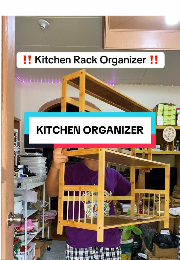 Mas organize na ang gamit sa kusina kapag meron nitong kitchen rack organizer #kitcheneackorganizer #bambookitchenrackorganizer #kitchenorganizer 