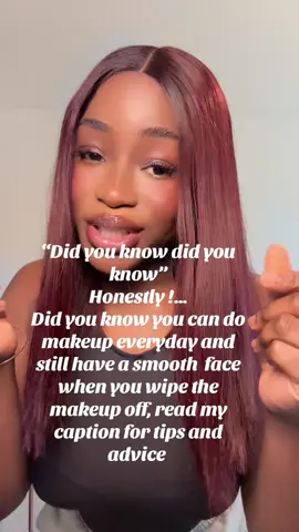 Ladies, stop believing that too much makeup breaks out your skin or causes wrinkles ; try these tips and thank me later ✅✅✅✅✅✅✅✅✅ 1. ❌do not share your makeup brushes and beauty blenders with others if you have a sensitive or acne prone skin  2. ✅ it is okay to do your full skincare before you apply your makeup products (cleansing is very essential here) however do not use harsh products  3. ✅apply suncreen 4. ❌ do not apply makeup products directly onto your face  5. ✅pay attention to irritation, if you apply a product and it starts to tingle or itch make sure not to use it again 6. ❌ Avoid mixing sunscreen into your foundation  Comment if you want more tips on how to improve your skin while being a makeup lover  #makeuphacks #skincaretips #girlschat #skinimprovement #makeup 