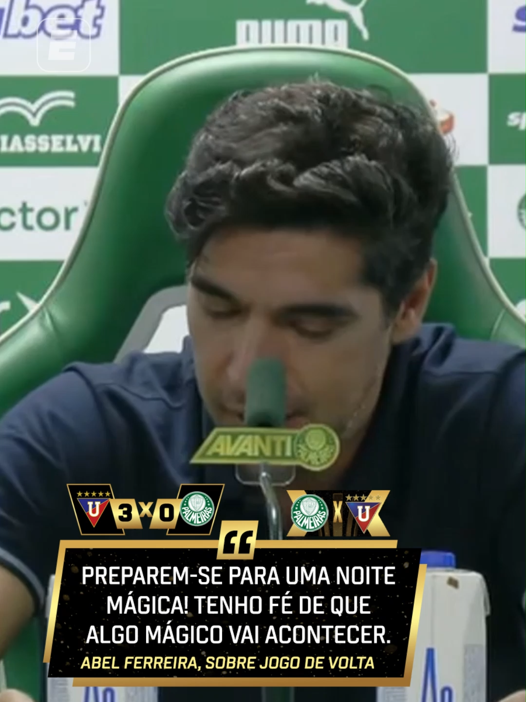 NOITE MÁGICA? 👀🐷 Abel Ferreira deixou claro que o Palmeiras vai COM TUDO pela remontada para cima da LDU no jogo de volta da semifinal da Libertadores. Será que o Verdão avança para a final, fã de esporte? Assista a Palmeiras x LDU, nesta quinta-feira (30), às 21h30, pelo #DisneyPlus! #LibertadoresNaESPN #Libertadores #Palmeiras #LDU #TikTokEsportes