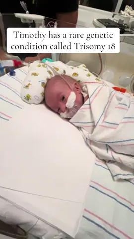 Timothy has T18 but he’s not letting that stop him from beating the odds every single day. As he approaches 7 weeks old, he has gained weight and shown his specialists that he can do things. We continue to monitor breathing and we are very optimistic. If you know a specialist, please feel free to share. #fyp #foryoupage #babyboys #nicubaby #trisomy18 
