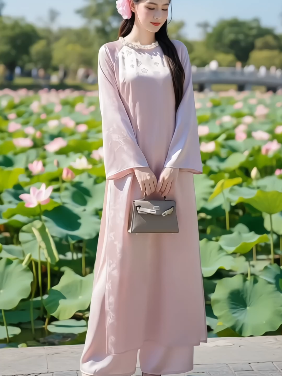 Áo dài cách tân dáng suông vải gấm lụa thanh trúc đính kết thủ công sang trọng #aodaitet #aodaicachtan #aodaivietnam #aodaitruyenthong #xuhuong 