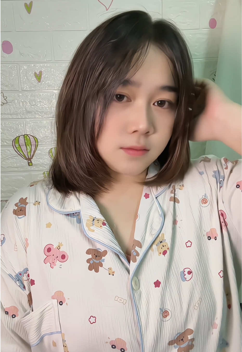 หวัดดีฮะะ😆😆#ขึ้นฟีดเถอะ #ชุดนอน #สาวผมสั้น #ชุดนอนน่ารัก 