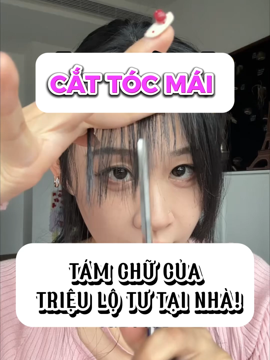 Cắt tóc mái tám chữ của Triệu Lộ Tư tại nhà! #macdepmoingay #meolamdep #phoidoxinh #beauty #OOTD