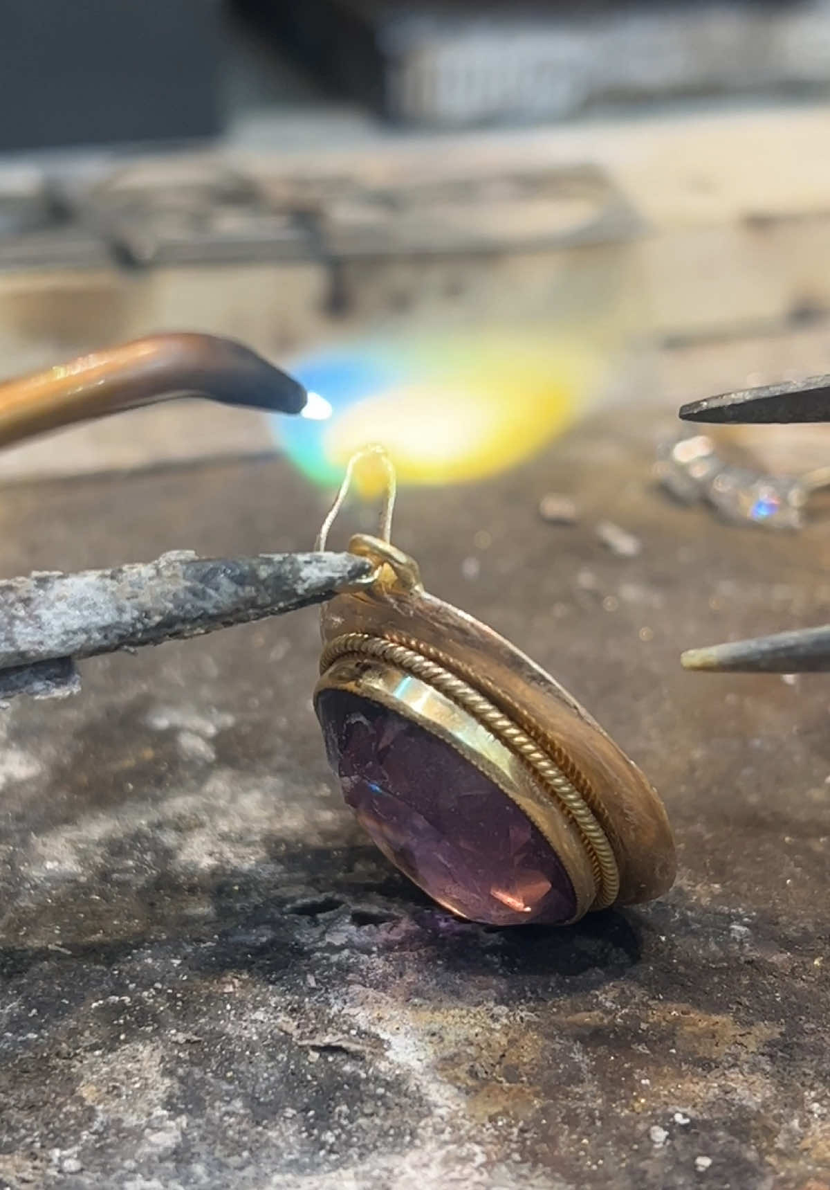 Changing amethyst brooch to a pendant.#canada🇨🇦 #kurdistan #fyp #repair #comment 