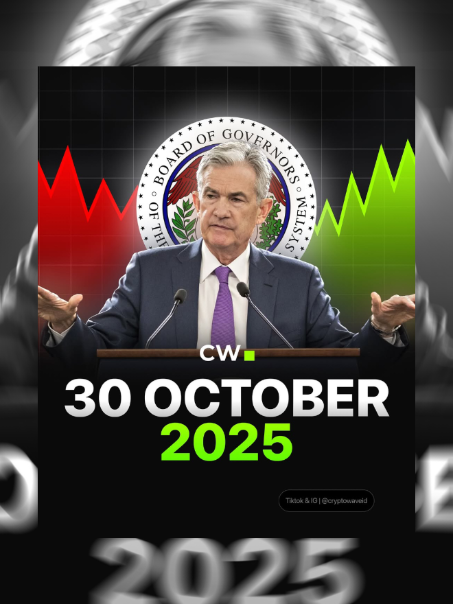 Awas guncangan market besar! Jerome Powell akan kembali bersabda (FOMC) dan penentuan arah suku bunga pada tanggal 30 Oktober 2025 pukul 01:00 - 01:30 (dini hari) #cryptowave #cryptonews #fomc #federalreserve #jeromepowell 