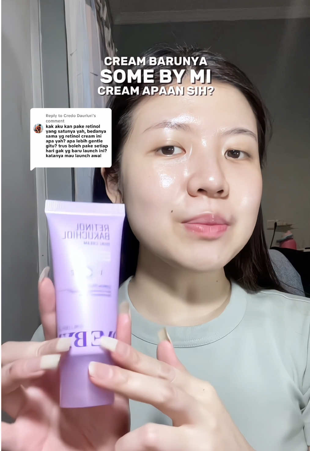 Replying to @Credo Daurluri Creamnya lebih gentle yaa dari serumnya kalo serumnya 0.1% retinol ini 0.02% retinol tapi retinal dan bakuchiolnya sama jumlahnya.  Bisa tiap hari atau ngganya tergantung kulit masing-masing. Btw creamnya launch di Tiktok sebentar lagi yaa sabar! #koreanskincare #retinol #somebymi 