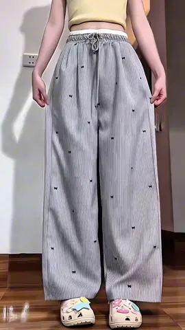 quần ống suông kẻ nơ nhiều mầu sắc dễ phối đồ #xuhuongtiktok #quanongsuong #hottrendtiktok 
