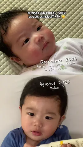 Sunscreen pertama nya Ken, dan ini brand lokal loh ! ✨  #moell #sunscreen #moellsunscreen #skincarebayi 