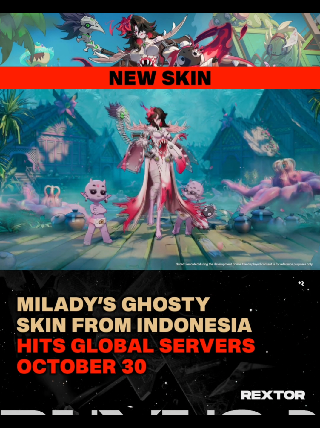 That skin gives off horror vibes from all kinds of regions, looks really good 🔥💀 #HonorofKings #HoK #Rextor #Milady #Halloween