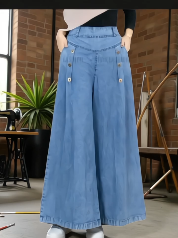 celana kulot jeans kulot paula jumbo ful karet#jeanswanita #premium #nyaman #lembut #adem 