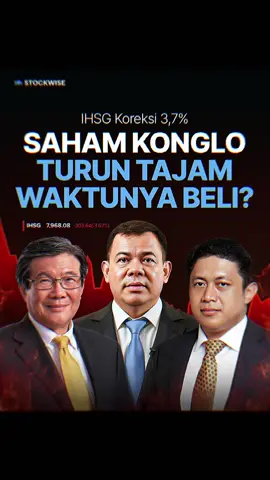 Saham konglo turun tajam, waktunya beli? Berita: 📍Indeks Harga Saham Gabungan (IHSG) mendadak ambruk lebih dari 3,5% pada perdagangan sesi I hari ini, Senin (27/10/2025).  🎯Mendadak indeks ambruk seiring dengan sejumlah saham milik konglomerat Prajogo Pangestu dan Haji Isam merosot tajam. Selain itu emiten bank jumbo seperti BBRI dan BMRI juga mendorong indeks turun.  📉Penurunan tersebut dipicu atas kejatuhan mayoritas sektor saham, seperti sektor material dasar melemah 1,30%, sektor konsumer non primer 1,11%, sektor konsumer primer 1,13%, sektor teknologi 2,43%, dan sektor infrastruktur 0,84%. Sebaliknya kenaikan melanda saham sektor keuangan, industri, kesehatan, dan transportasi. #andryhakim #stockwise #ihsg #saham #sahamindonesia 