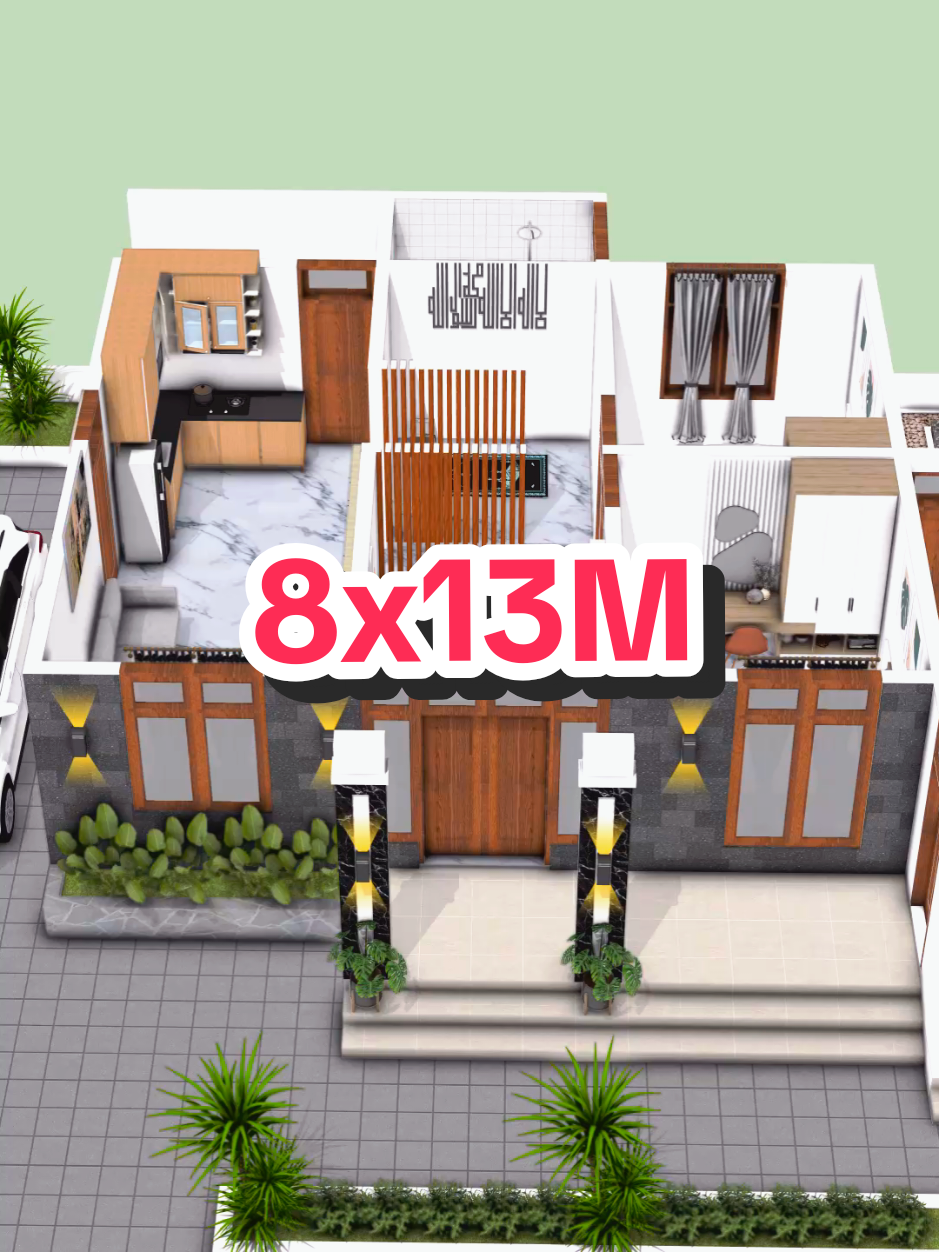 Tampak dalam rumah 8x13 dengan toko disamping #desainrumah #desaininterior #denahrumah #rumahminimalis #rumahimpian 