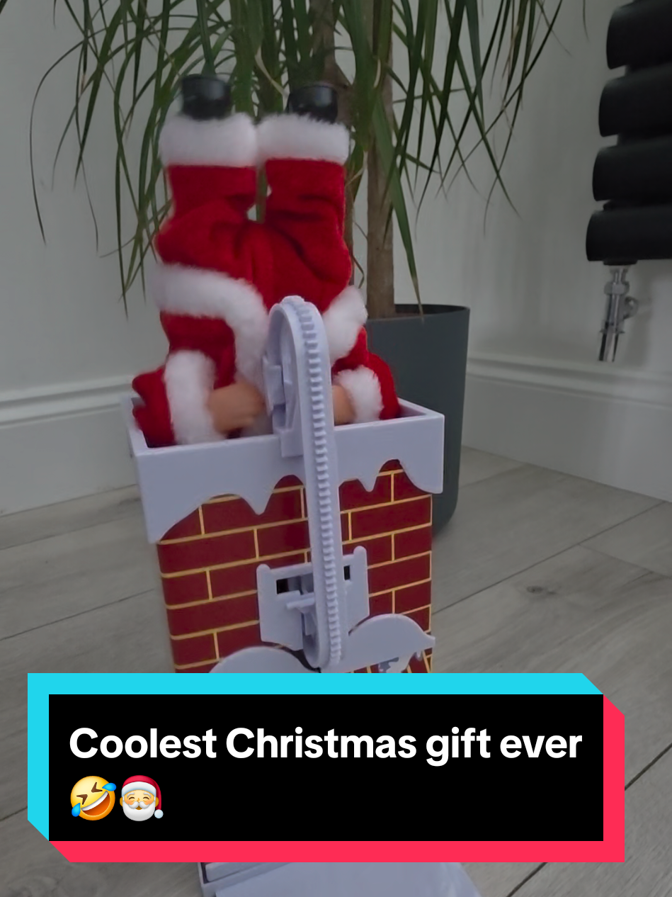This Santa climbing in a chimney decoration is absolutely brilliant! A little annoying but so much fun. This musical, moving Father Christmas toy would make a cool Christmas present or a funny Secret Santa gift. #Santa #christmastoys #christmasdecorations #tiktokmademebuyit #blackfriday 