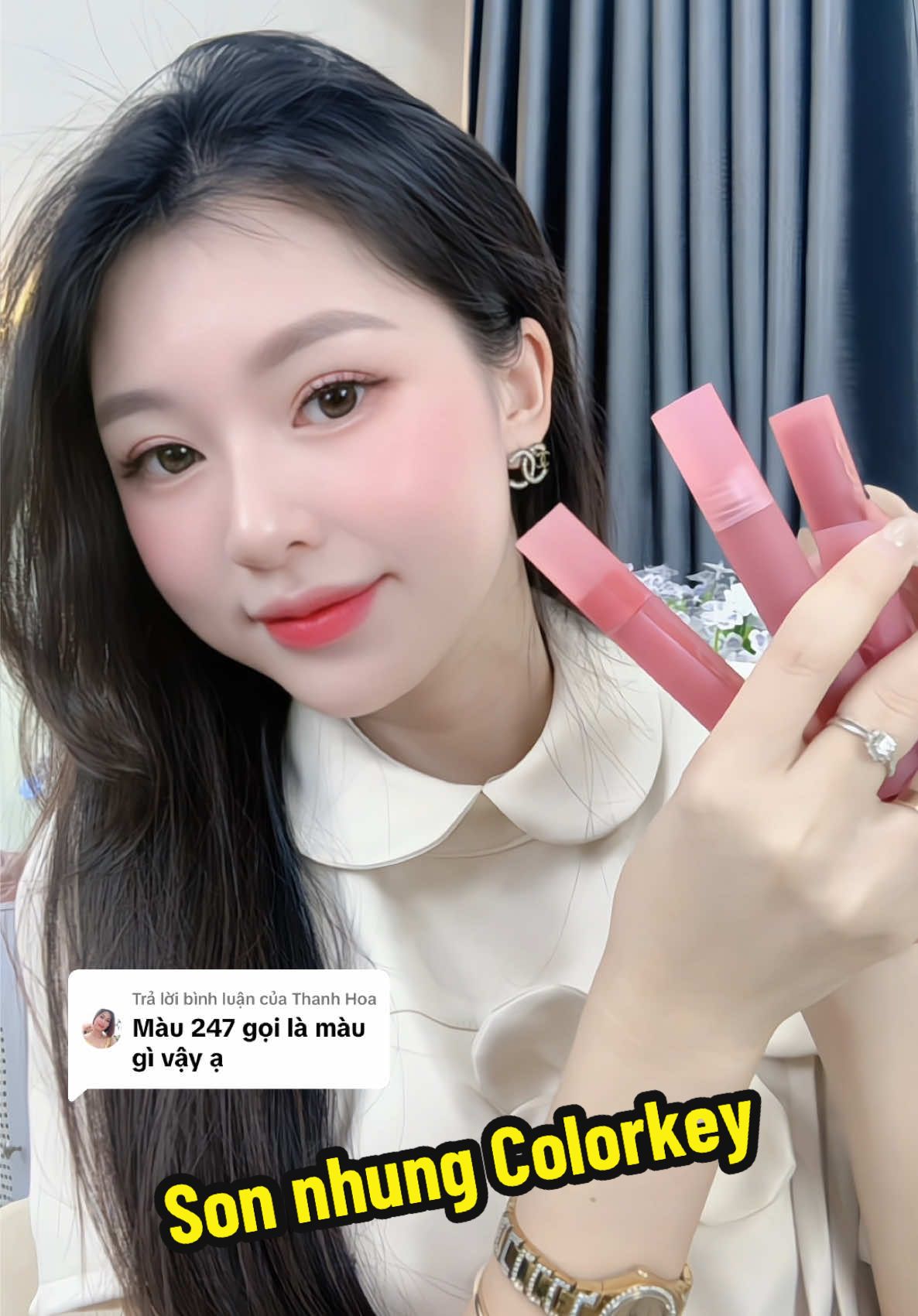 Trả lời @Thanh Hoa màu R247 m- hồng anh đào nha c ơi 🥰 #haianhxinh #colorkey #sonkemcolorkey 