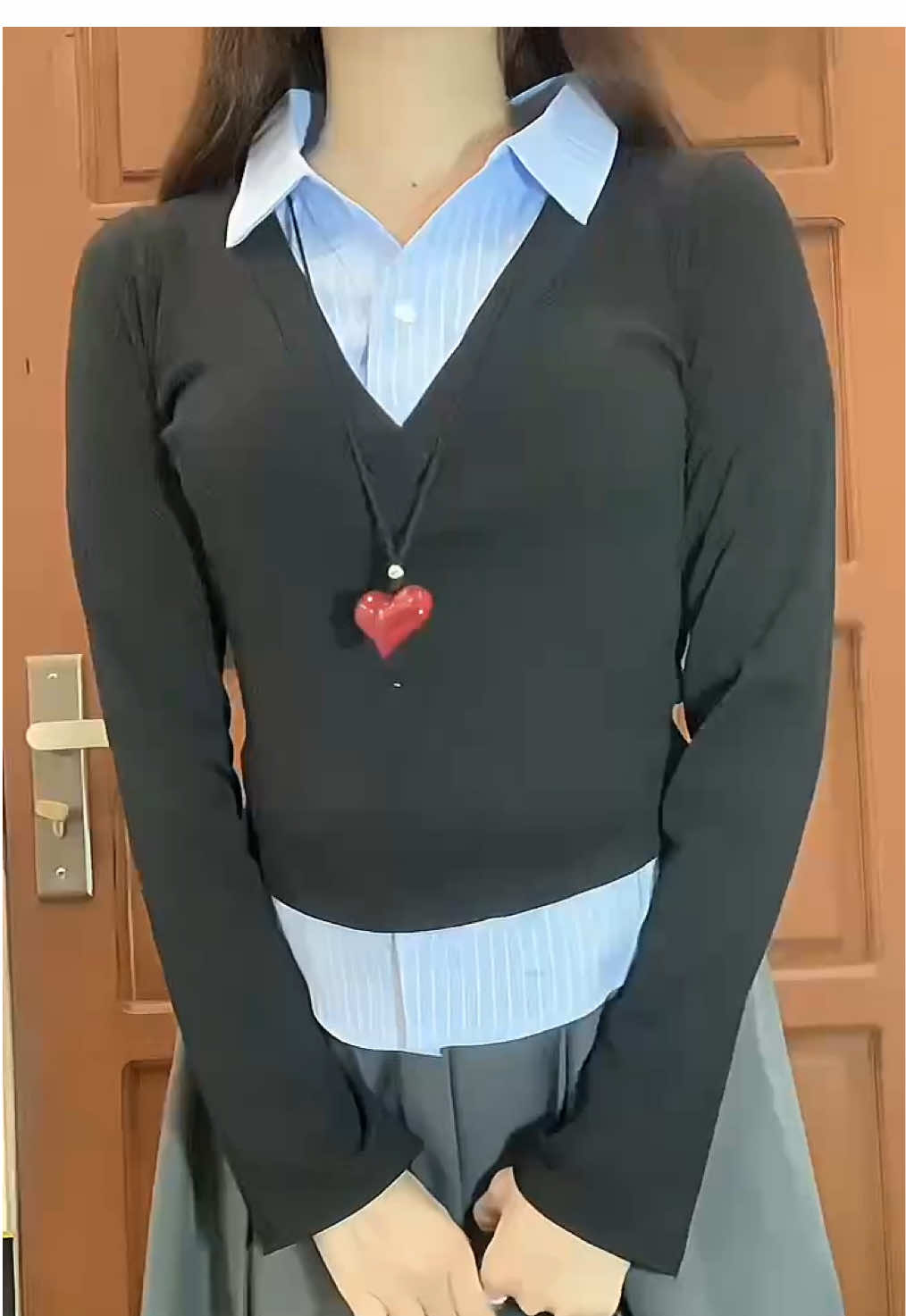 Áo thun nữ dài tay from ôm phối cổ kẻ #xuhuong #hottrend #quanao #mixandmatch #OOTD 