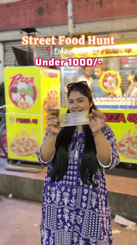 Street food hunt under 1000/- 💯 📍 Dhanmondi Satmashjid road e medinova r opposite e)  [ Kabab, mungdi, pizza, fries, boba milk , lemon mint, cold coffee, ice cream and hawai mithai. ] #UltimateFoodBattle #bitesquad #budgetmeals #fyp #streetfood 