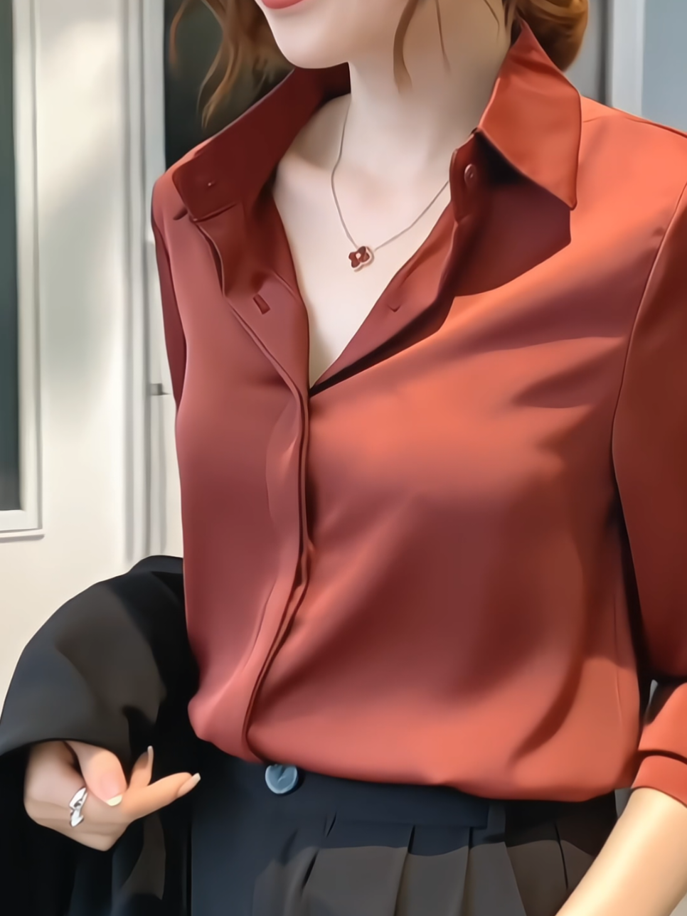 Áo sơ mi công sở nữ dài tay, nẹp giấy cúc, lụa ý dày dặn #aosomicongso #aosomixinh #aosominu #aosomisangchanh #xuhuong 