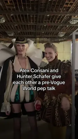 Two queens maximizing their joint slay at #VogueWorld: Hollywood. #HunterSchafer and #AlexConsani hyped each other up before their moment on tonight’s runway. See more on their #Orlando inspired looks at the link in bio. 