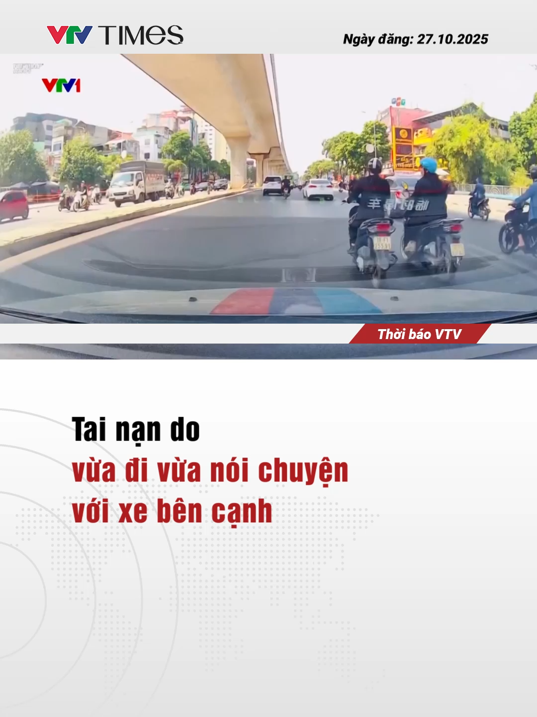 Khi tham gia giao thông, chỉ một chút mất tập trung cũng có thể dẫn tới những hậu quả khó lường. Thế nhưng vẫn còn không ít người coi việc vừa lái xe, vừa trò chuyện là chuyện bình thường. #tiktoknews #vtvtimes #tainangiaothong