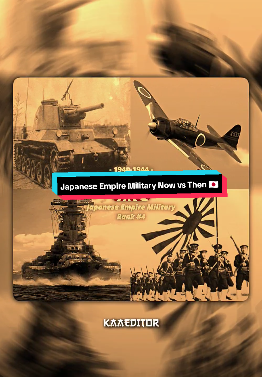 Japanese Empire Military Now vs Then 🇯🇵  👇👇👇 Kekuatan Kekaisaran Jepang pada tahun 1940-1944 sangat tangguh, terutama dalam hal militer. Berikut beberapa aspek kekuatan Jepang pada masa itu: - Angkatan Laut: Jepang memiliki armada kapal perang yang kuat, termasuk kapal induk, kapal penjelajah, dan kapal selam. Kapal perang Yamato, yang merupakan kapal terbesar dalam Perang Dunia II, menjadi simbol kekuatan laut Jepang. - Angkatan Darat: Jepang memiliki pasukan darat yang besar dan terlatih, dengan tank, artileri, dan senjata infanteri. Mereka berhasil merebut wilayah-wilayah di Asia Tenggara, termasuk Indonesia. - Angkatan Udara: Jepang memiliki pesawat tempur dan pengebom yang canggih, seperti Mitsubishi Zero. Mereka juga mengembangkan taktik kamikaze, yaitu serangan bunuh diri dengan pesawat. Namun, kekuatan Jepang mulai melemah pada tahun 1944, terutama setelah Pertempuran Midway dan Guadalkanal. Amerika Serikat memberlakukan strategi militer lompat pulau, dan Jepang perlahan-lahan kehilangan wilayah-wilayah yang telah diperolehnya. - - #History #japanempire #kaaeditior #hirohito #ijnyamato 