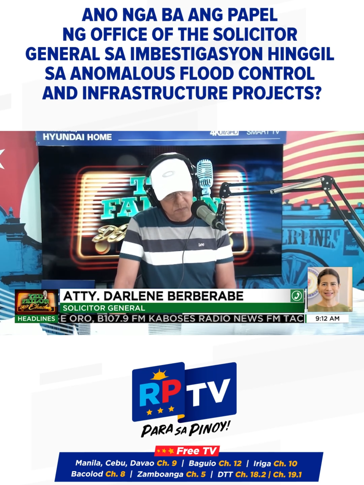 THE ROLE OF THE SOLICITOR GENERAL EXPLAINED | Mapalad ang programang #TedFailonAtDJChacha na mabigyan ng pagkakataon na makapanayam si Solicitor General Atty. Darlene Berberabe kaugnay sa imbestigasyon ng Independent Commission on Infrastructure (ICI), Department of Justice (DOJ), at Office of the Ombudsman hinggil sa isyu ng anomalous flood control projects. Ayon kay SolGen Berberabe, tungkulin ng kanyang tanggapan na maging abogado ng Anti-Money Laundering Council (AMLC). Nakikipag-usap na rin daw ang Office of the Solicitor General sa iba’t iba pang sangay at departamento ng pamahalaan at gumagawa ng ilang hakbang dahil ang SolGen ang nagtatanggol sa republika, at hindi sila konektado sa pag-uusig o prosecution at imbestigasyon hinggil sa mga anomalya sa gobyerno. Sama-sama tayong makinig at matuto sa video na ito. #RPTV #ParaSaPinoy