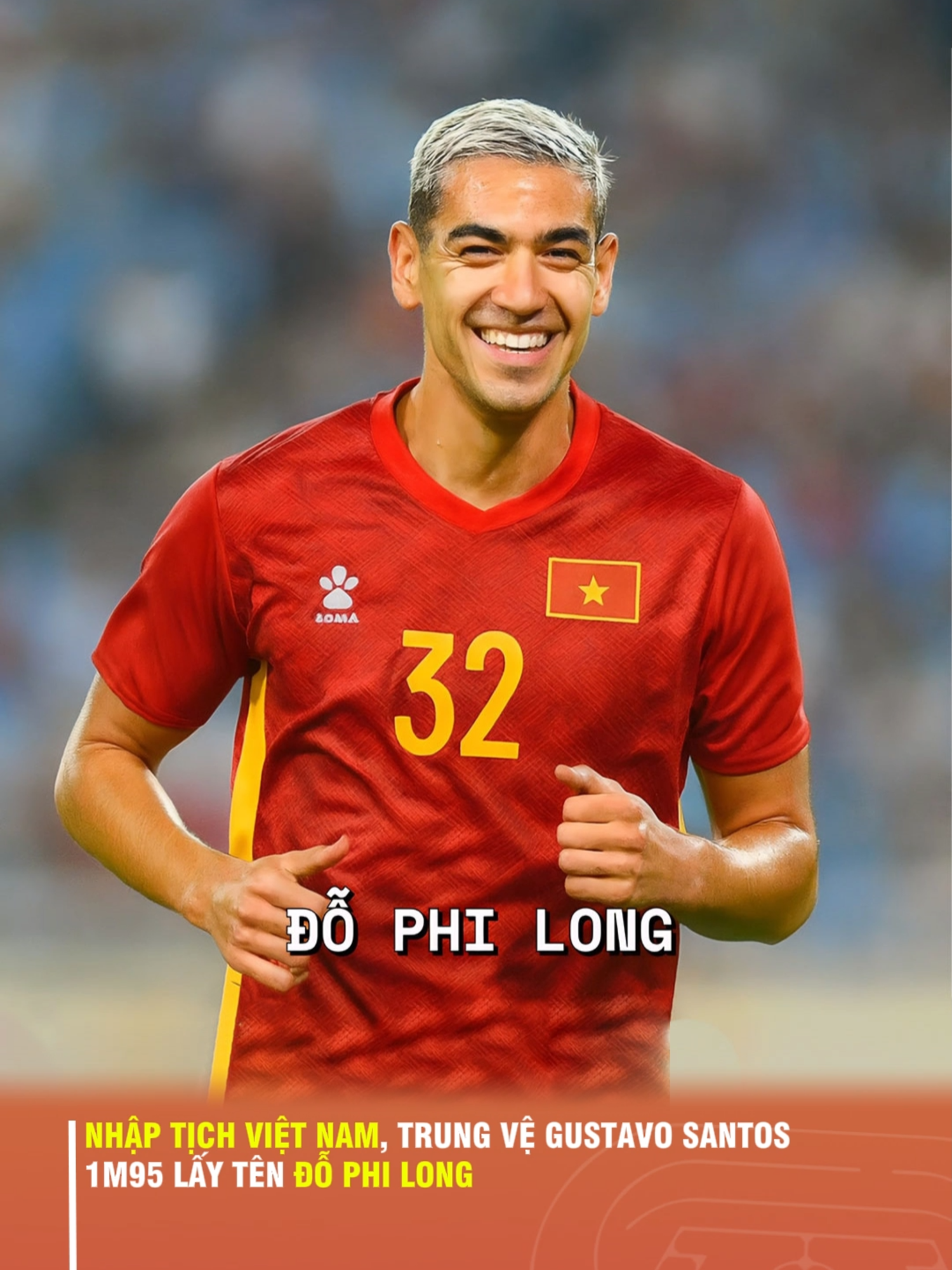 Nhập tịch Việt Nam, trung vệ Gustavo Santos 1M95 lấy tên Đỗ Phi Long