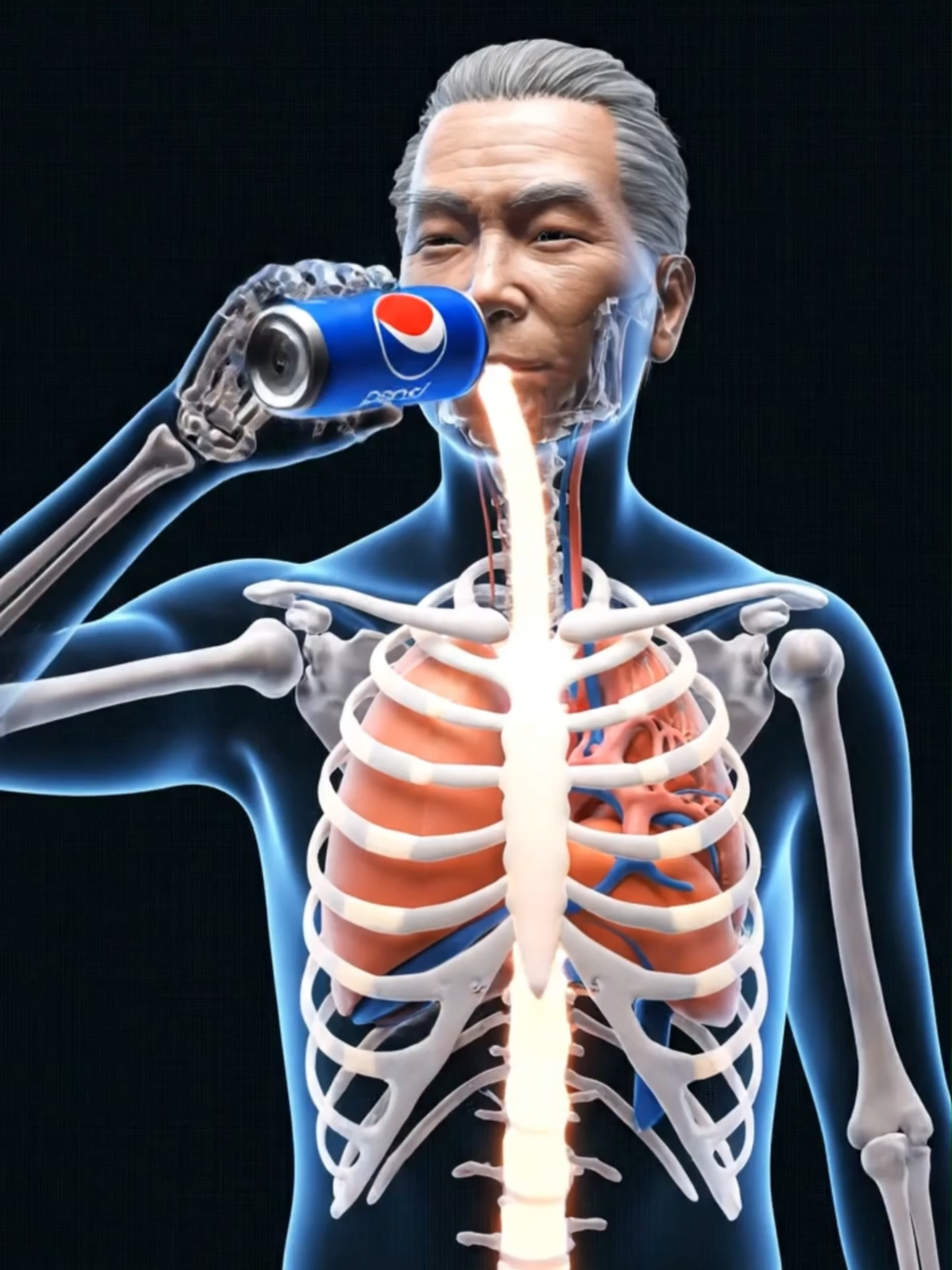 Xem hành trình 3D của lon nước ngọt đi qua cơ thể: từ cú sốc đường huyết, insulin tăng vọt, đến tim, gan, não... tất cả đều phải 