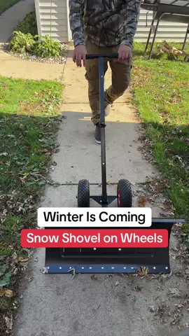 Snow shovel on wheels! This is cool and will make shoveling a lot easier!  #snowshovel #snowshoveling #wintertime #snow 