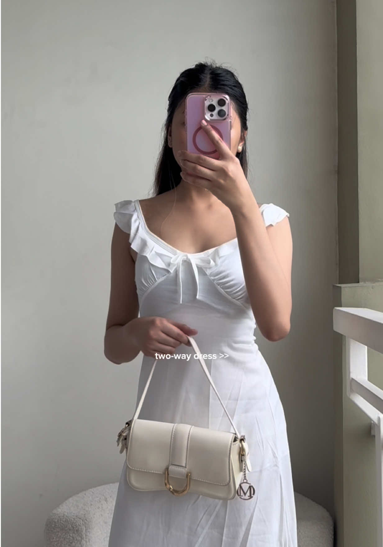 two-way dress 🤍 #whitedress #offshoulderdress #maxidress #longdress #fyp 