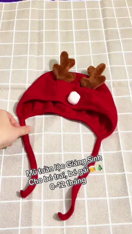 Mũ tuần lộc Giáng Sinh cho bé trai, bé gái từ 0-12 tháng 🧑‍🎄🎄#xuhuong #mebimsua #noel #giangsinh2025 #muchobe 