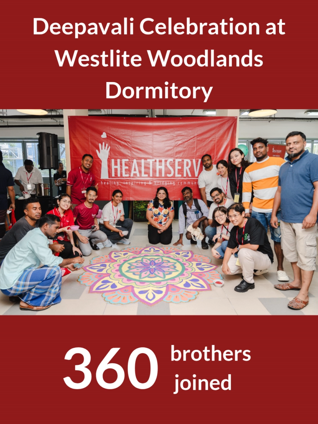 Thank you NETS for partnering with HealthServe on this meaningful Deepavali celebration at Westlite Woodlands Dormitory over the weekend! More than 360 migrant brothers joined us for a joyful evening of feasting and festivity. We hope this celebration brought them warmth, joy, and a little piece of home. Big thanks to SG Migrant Volunteers, Sudharavi Rangoli, Teh Mami Singapore and Migrants Band Singapore for supporting the event with passion and enthusiasm. See you at the next one! ✨🪔