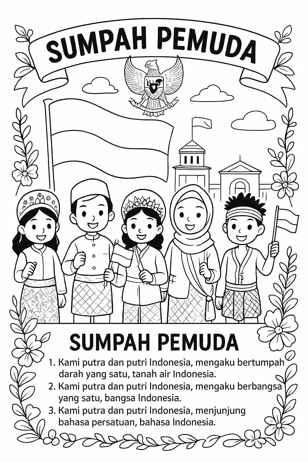 LKPD mewarnai tema Hari Sumpah Pemuda kelas atas (4-6)  #lkpd #mewarnai #sumpahpemuda #bugururarass #gurusd 