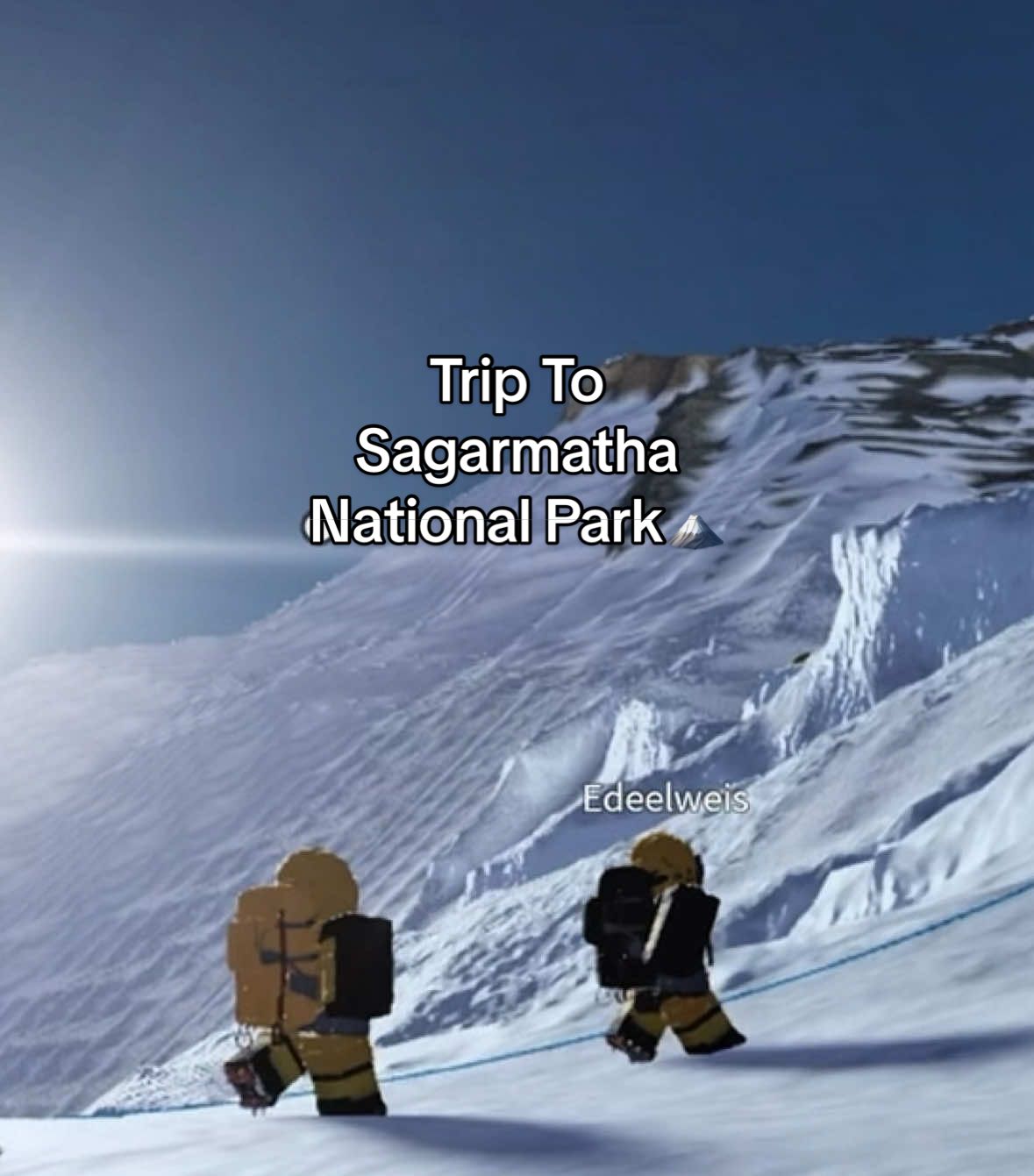 Cocok banget buat kalian yang suka map pendakian realistis! Grafiknya keren banget ! Pendakiannya lengkap dengan sistem survival beneran bisa kehabisan oksigen, lapar, tergelincir, dan wajib pakai perlengkapan lengkap disini. Visual dan ambient sound-nya juga nyata banget, berasa di dunia asli. Kali ini aku berhasil summit lewat North Route~ 📍Map: Sagarmatha National Park by Conblox10 w/@edeelweis  #roblox #fyp #robloxfyp #mountroblox #sagarmathanationalpark 