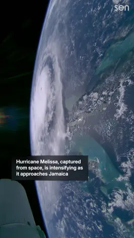 Hurricane Melissa filmed from space. Hurricane Melissa is intensifying as it approaches Jamaica, with forecasts suggesting it could reach Category 5 strength — the most powerful classification — by Tuesday. Captured by Sen from the International Space Station on 26 Oct 2025, 14:43 UTC. #hurricanemelissa2025 #hurricanemelissa #hurricane #earthfromspace 