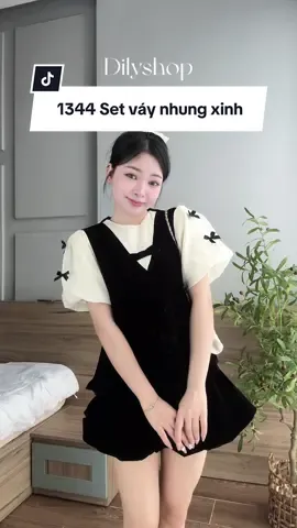 Set váy nhung đính nơ yêu @Dilyshop.vn #reviewquanao #goclamdep #setvayxinh #vaynhung #myoutfit 
