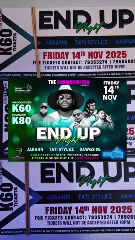 Winding down 2025 with our last show for this year on the 14th NOVEMBER!! LOCK THE DATE 📅  Tickets available now, contacts on the flyer for ticket purchase and delivery🎫🎫🎫😎🙌🏽 #jarahn #tatistylez #dawgside #endupnight 