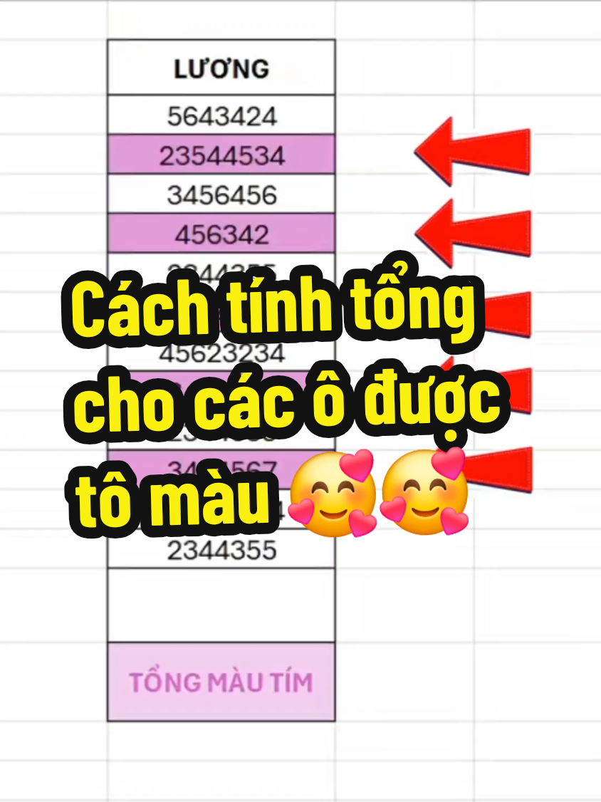 Cách tính tổng cho các ô được tô màu 🥰🥰🥰 #sachexcel #tinhocvanphong #sachtinhoc #sachtinhocvanphong #sachtin 